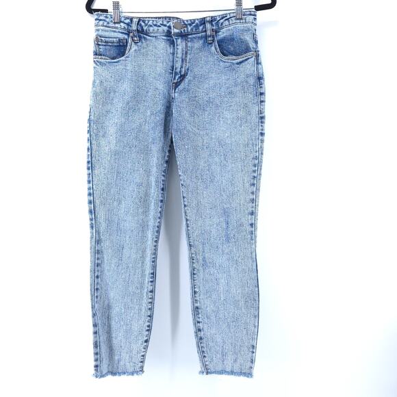 SeeThruSoul Retro AcidWash Cotton HighRise Stretch Cropped Skinny RawHem 28 x 26 - Picture 2 of 13